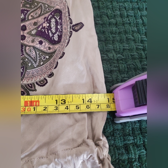 Bohemian Cream and Purple Guess Top,Size 3, 100% Silk,Black rope on waist - Picture 13 of 16